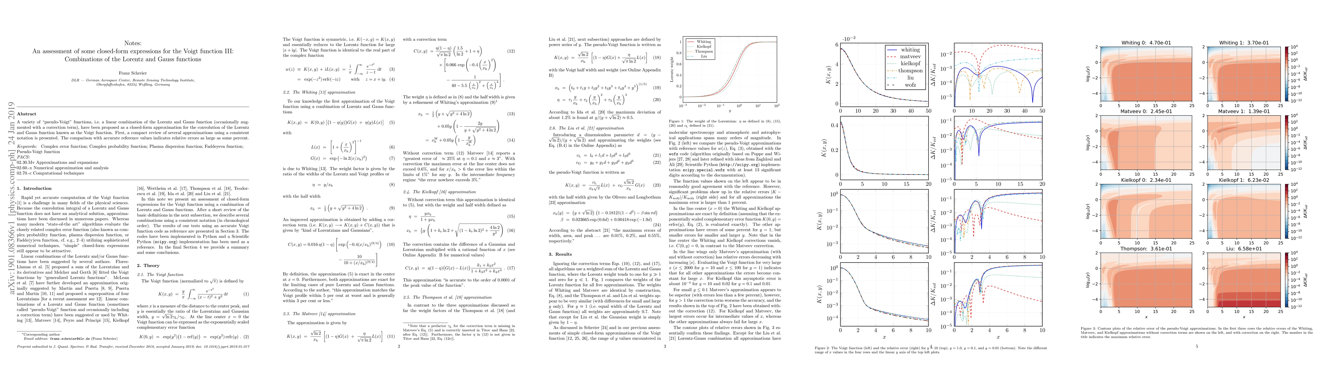Thumbnail for Notes: An assessment of some closed-form expressions for the Voigt
  function III: Combinations of the Lorentz and Gauss functions