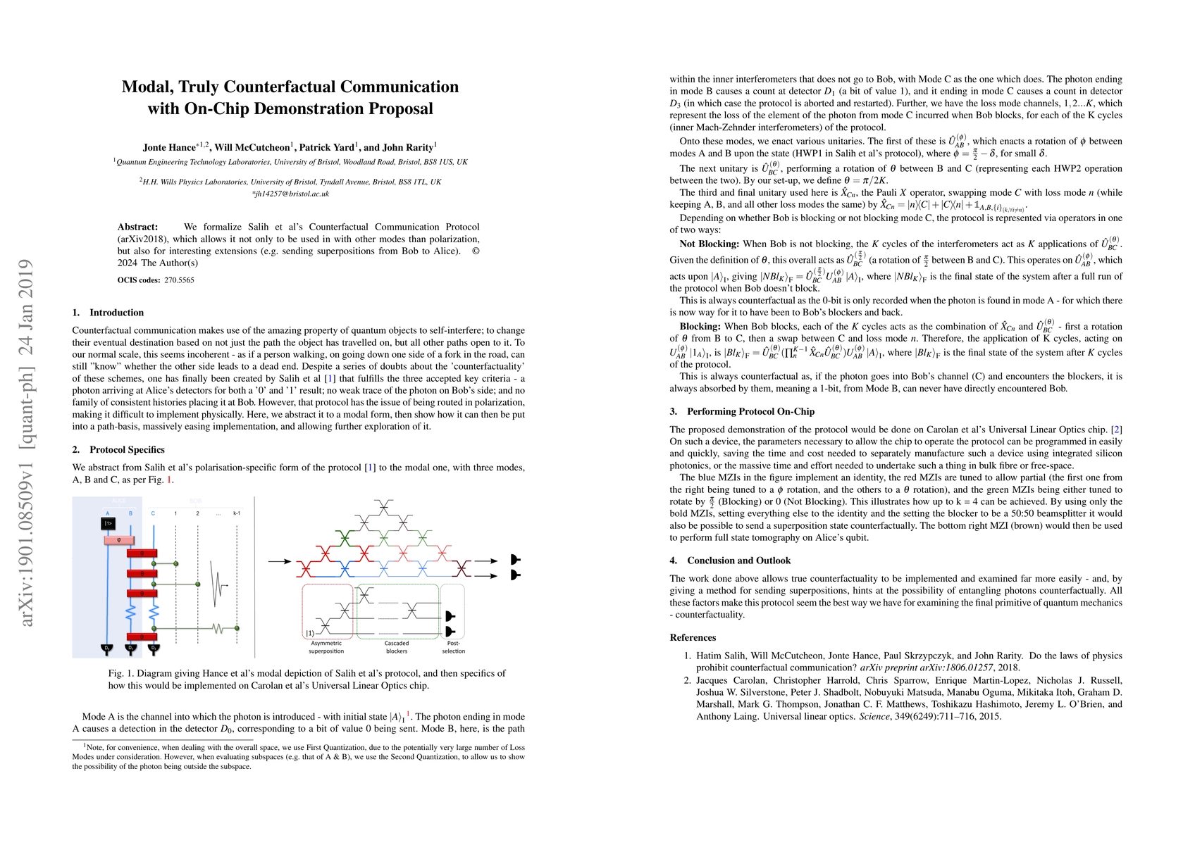 Thumbnail for Modal, Truly Counterfactual Communication with On-Chip Demonstration
  Proposal