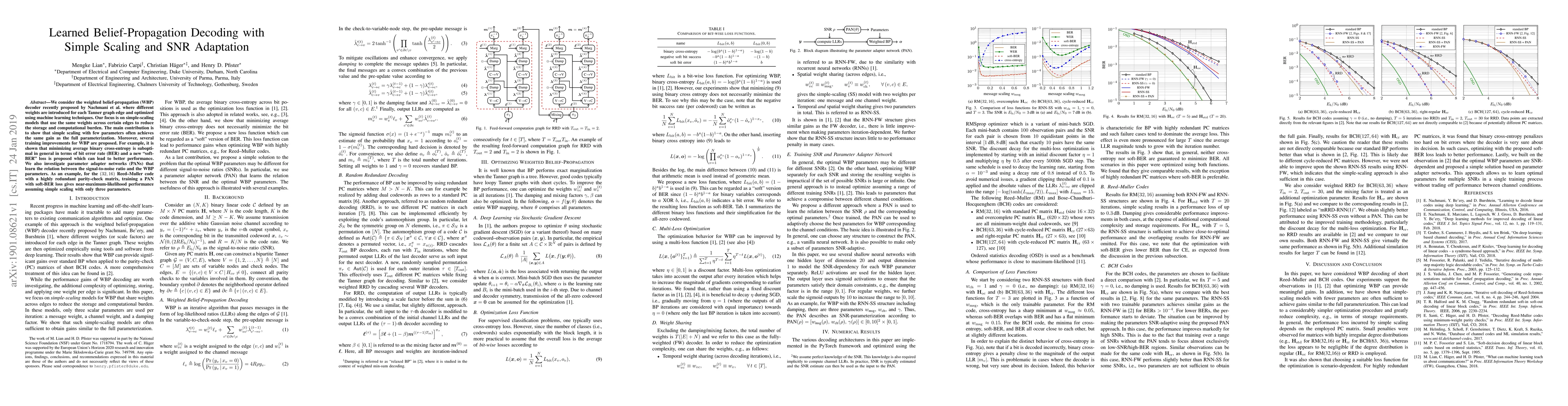 Thumbnail for Learned Belief-Propagation Decoding with Simple Scaling and SNR
  Adaptation