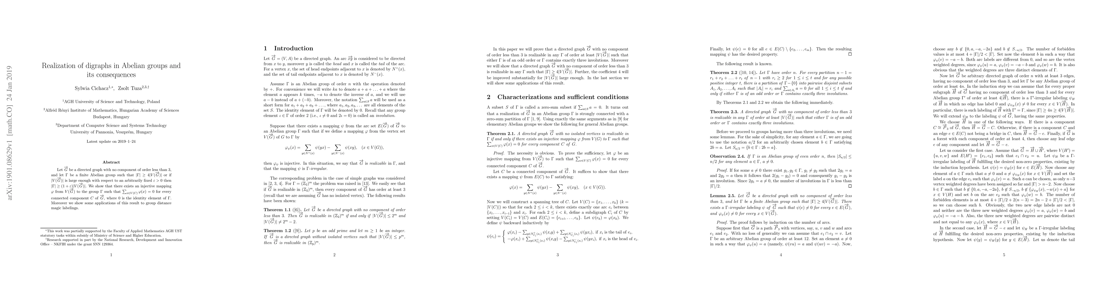 Thumbnail for Realization of digraphs in Abelian groups and its consequences