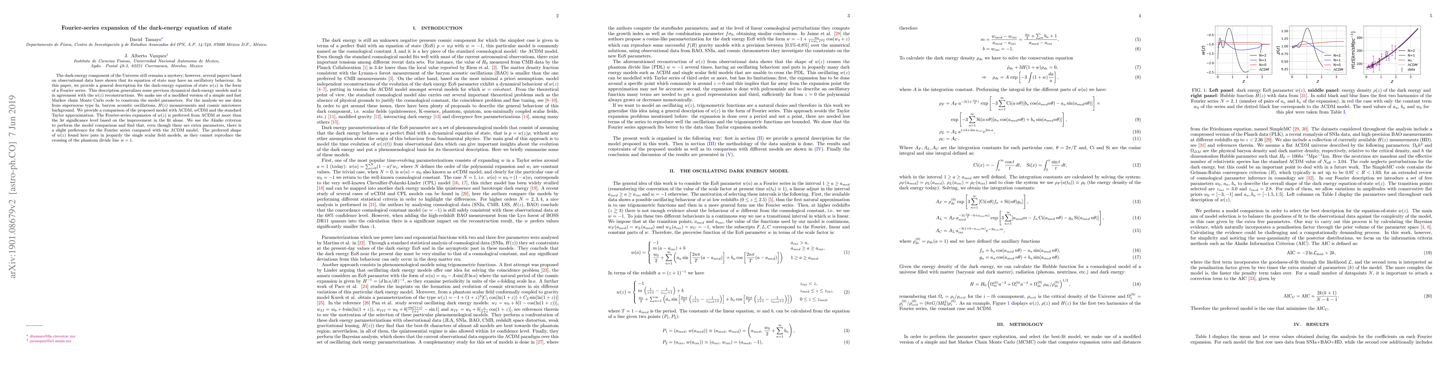 Thumbnail for Fourier-series expansion of the dark-energy equation of state