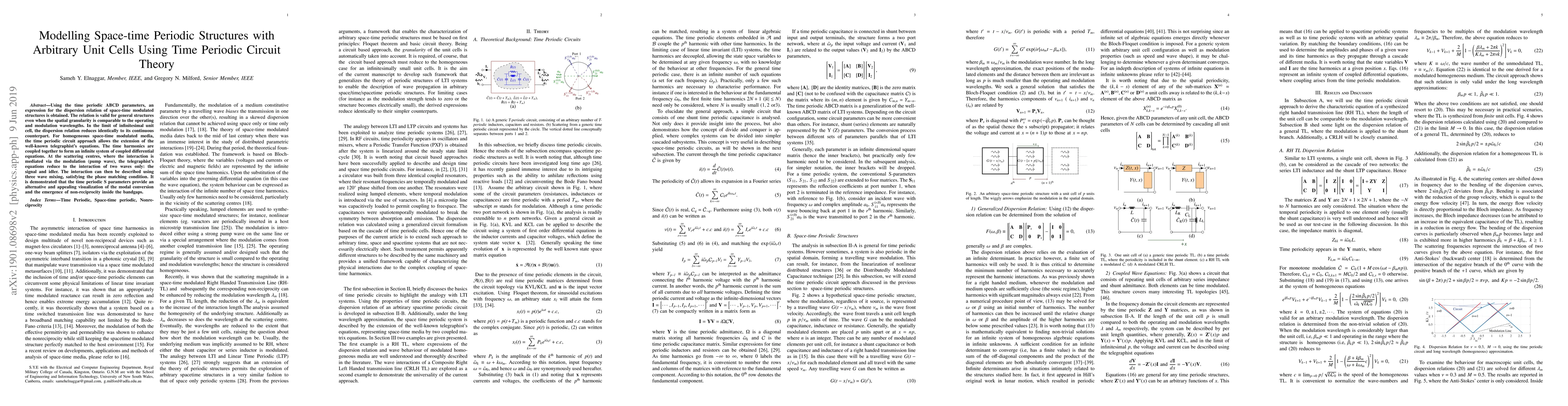 Thumbnail for Modelling Space-time Periodic Structures with Arbitrary Unit Cells Using
  Time Periodic Circuit Theory