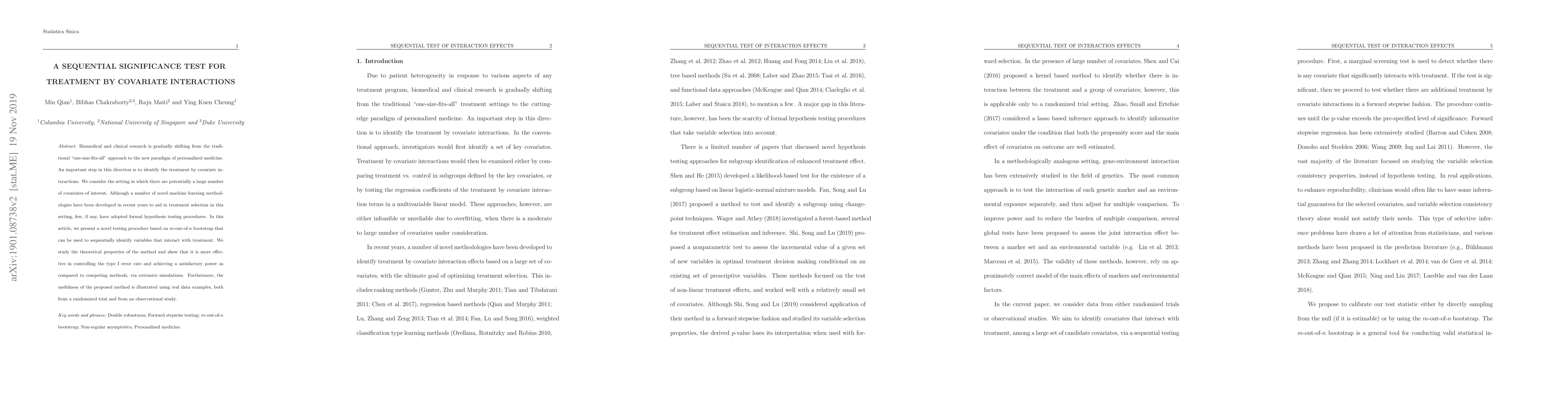 Thumbnail for A Sequential Significance Test for Treatment by Covariate Interactions