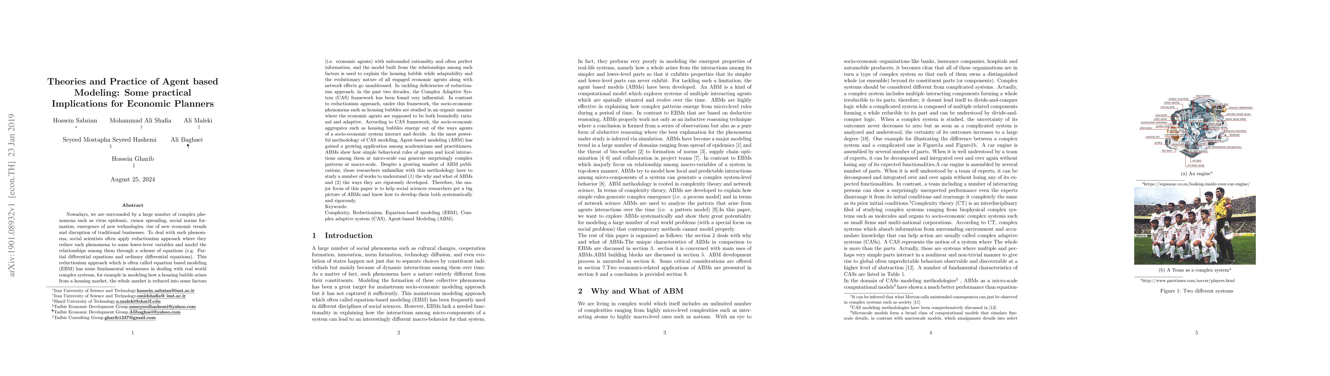 Thumbnail for Theories and Practice of Agent based Modeling: Some practical
  Implications for Economic Planners