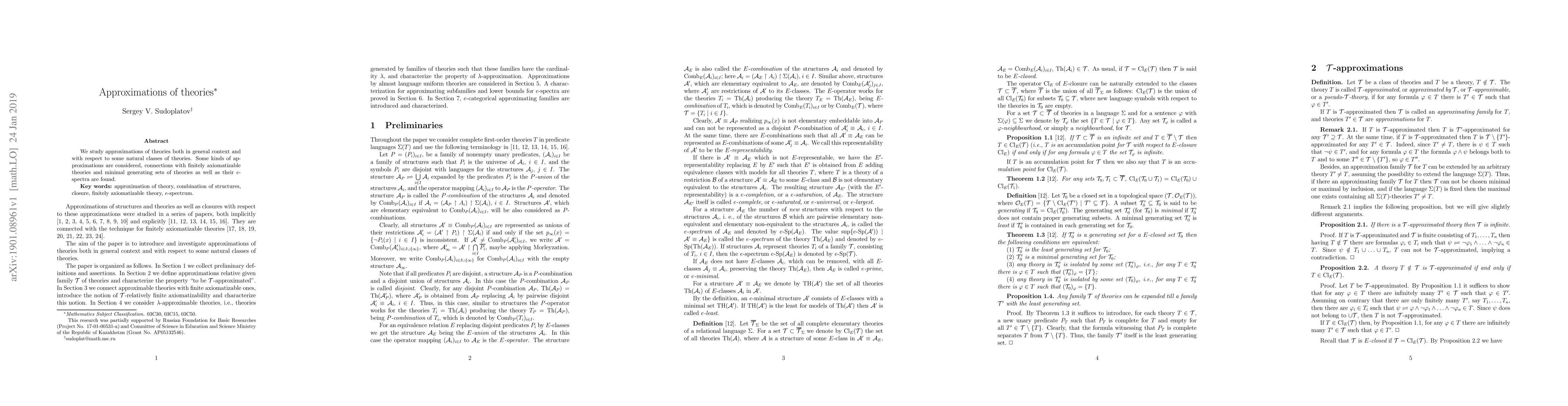 Thumbnail for Approximations of theories