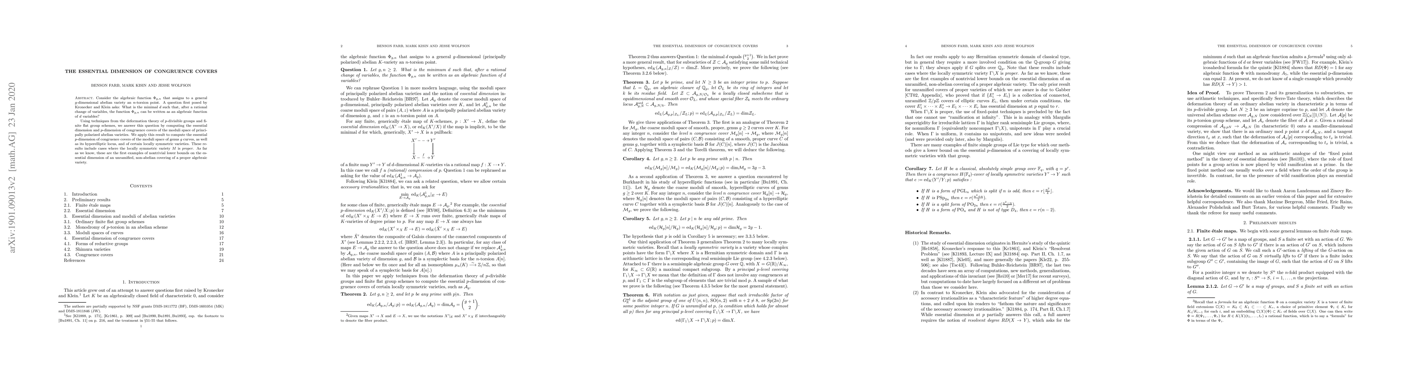 Thumbnail for The Essential Dimension of Congruence Covers