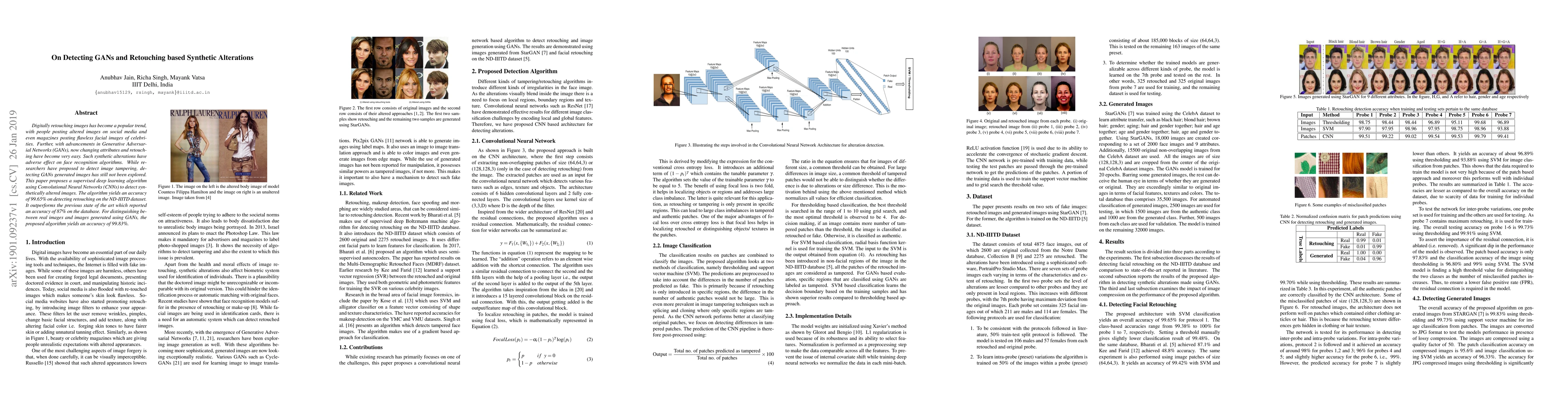 Thumbnail for On Detecting GANs and Retouching based Synthetic Alterations