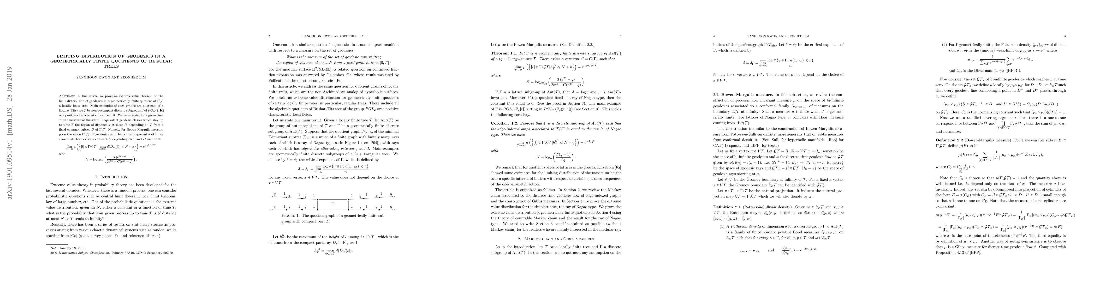 Thumbnail for Limiting distribution of geodesics in a geometrically finite quotients
  of regular trees
