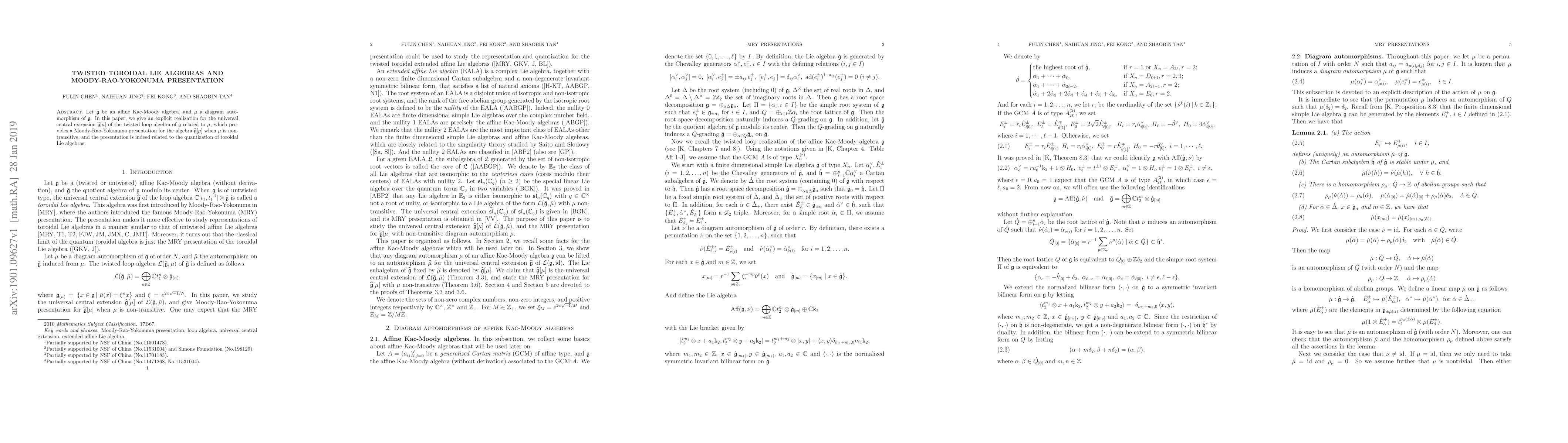 Thumbnail for Twisted toroidal Lie algebras and Moody-Rao-Yokonuma presentation