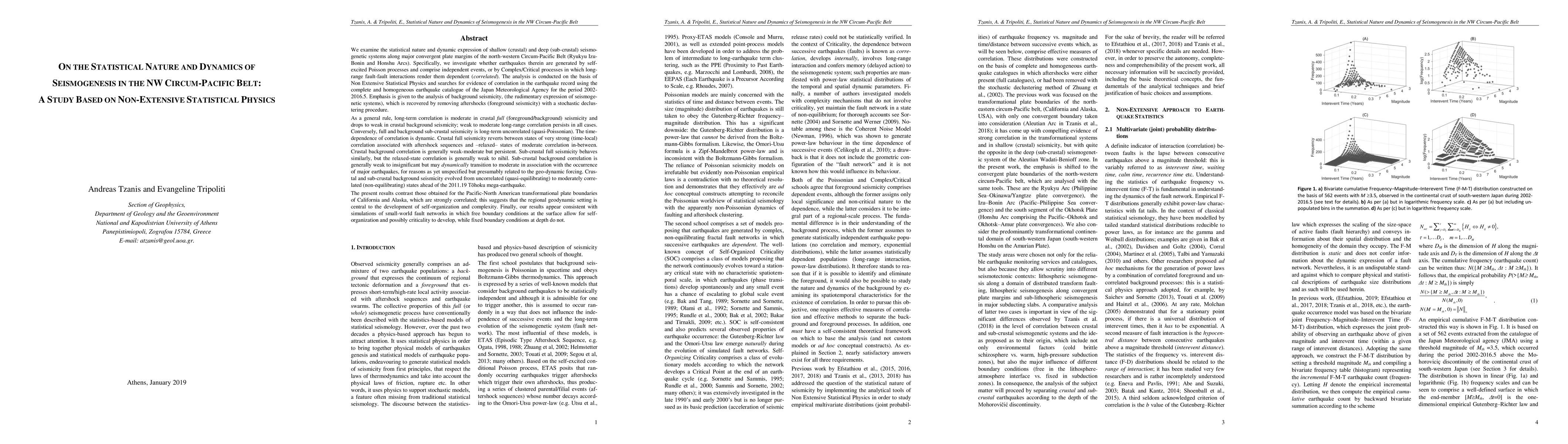 Thumbnail for On the Statistical Nature and Dynamics of Seismogenesis in the NW
  Circum-Pacific Belt: A Study Based on Non-Extensive Statistical Physics