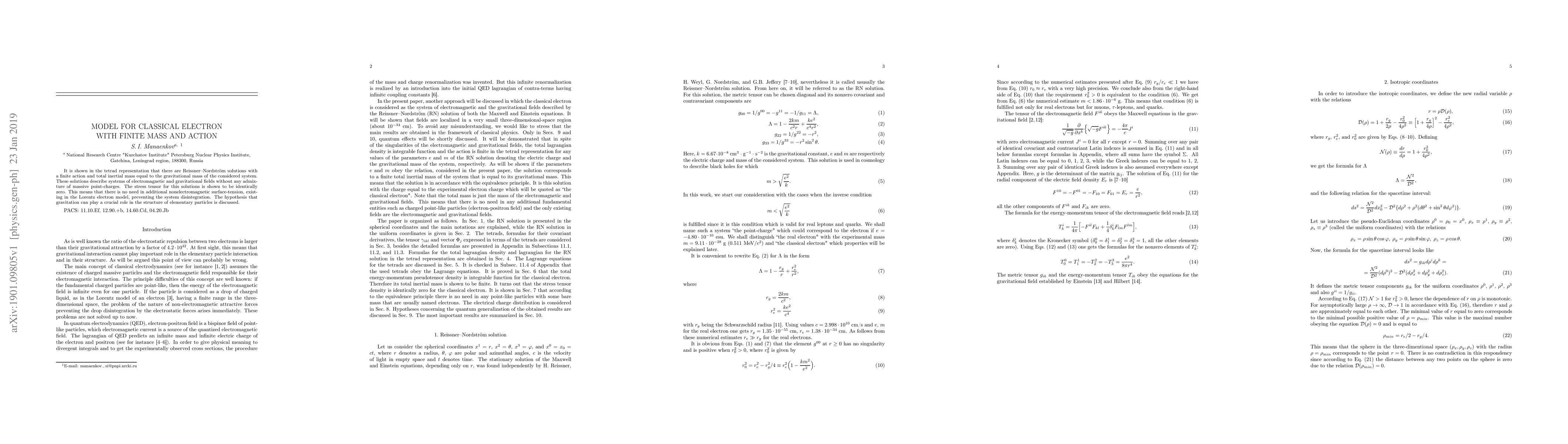 Thumbnail for Model for Classical Electron with Finite Mass and Action