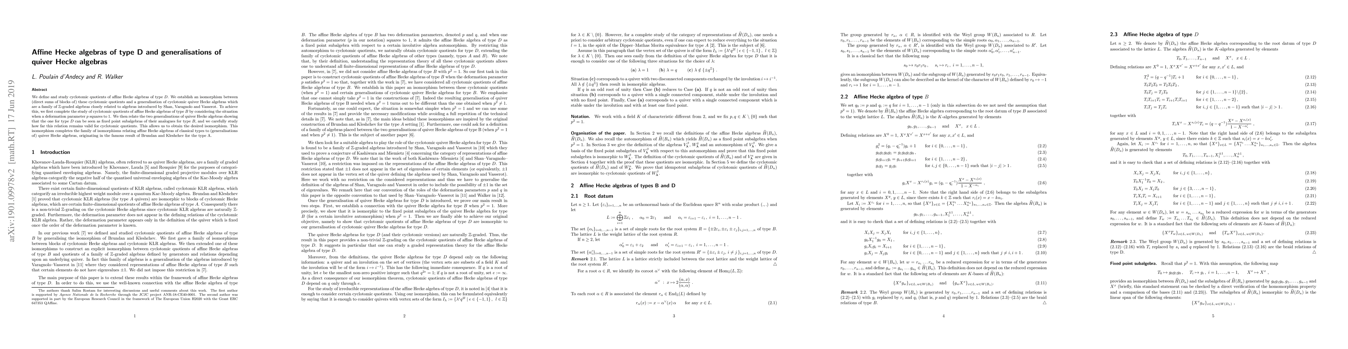 Thumbnail for Affine Hecke algebras of type D and generalisations of quiver Hecke
  algebras