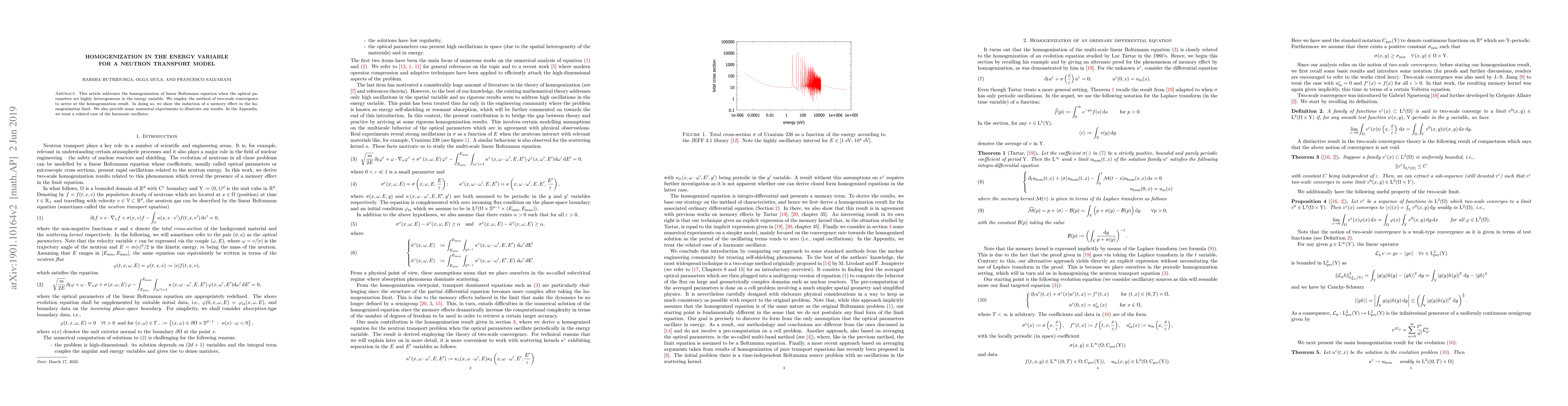 Thumbnail for Homogenization in the energy variable for a neutron transport model