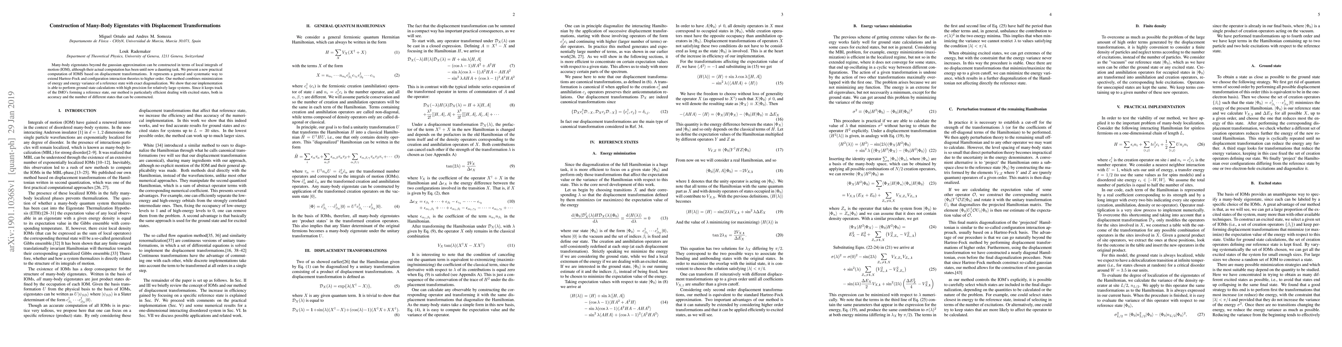 Thumbnail for Construction of Many-Body Eigenstates with Displacement Transformations
