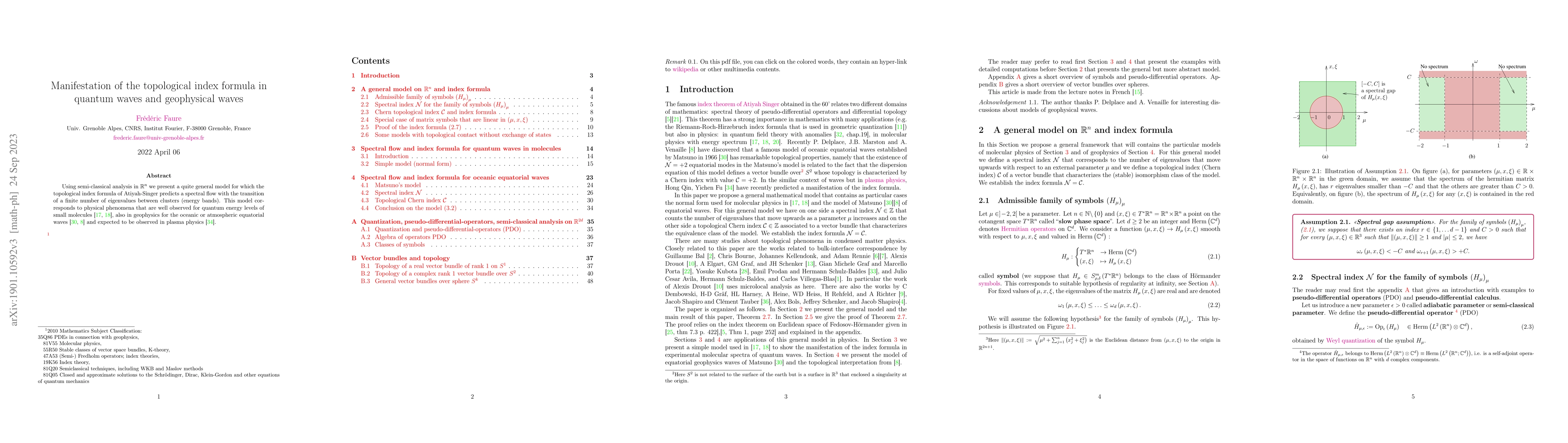 Thumbnail for Manifestation of the topological index formula in quantum waves and
  geophysical waves