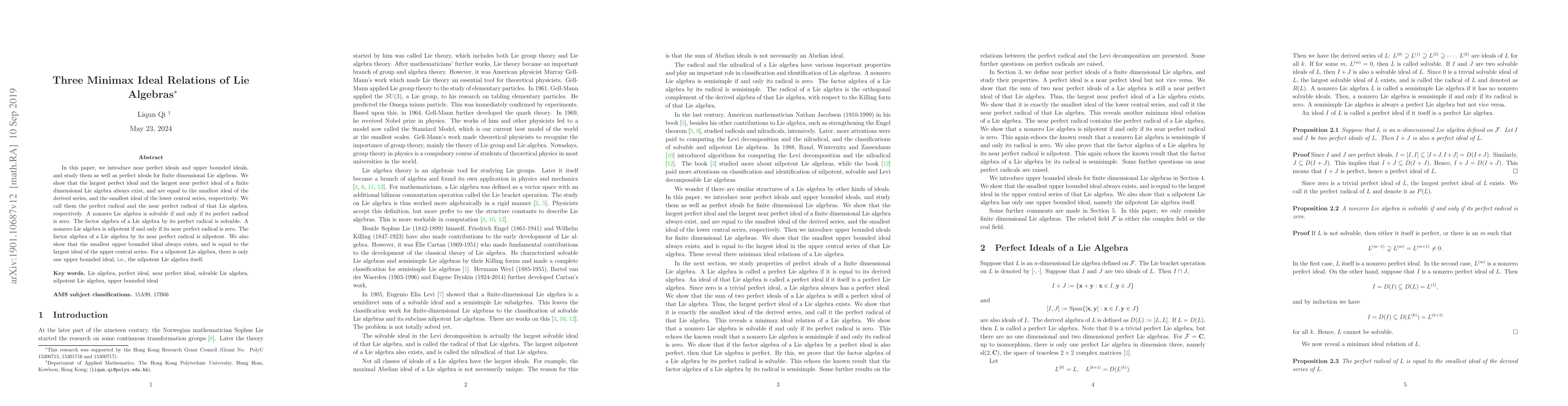Thumbnail for Three Minimax Ideal Relations of Lie Algebras