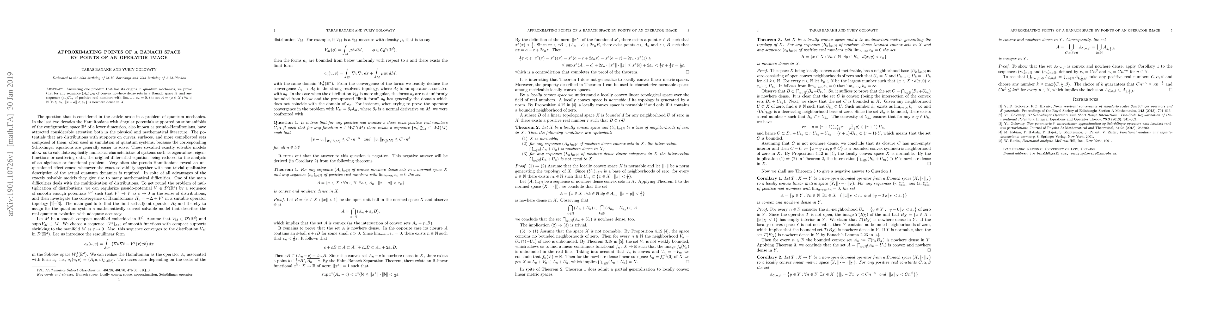 Thumbnail for Approximating points of a Banach space by points of an operator image
