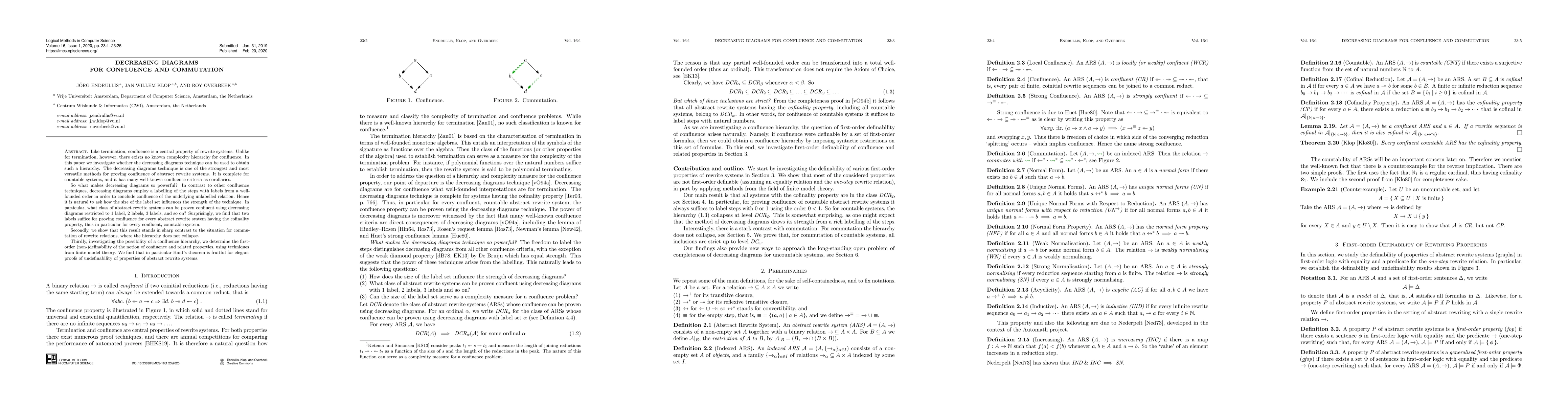 Thumbnail for Decreasing Diagrams for Confluence and Commutation