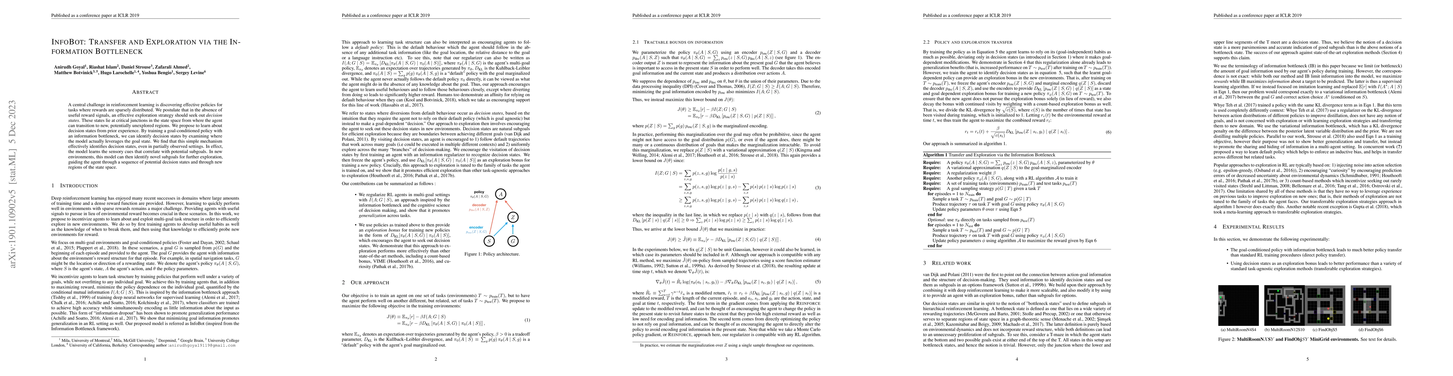 Thumbnail for InfoBot: Transfer and Exploration via the Information Bottleneck