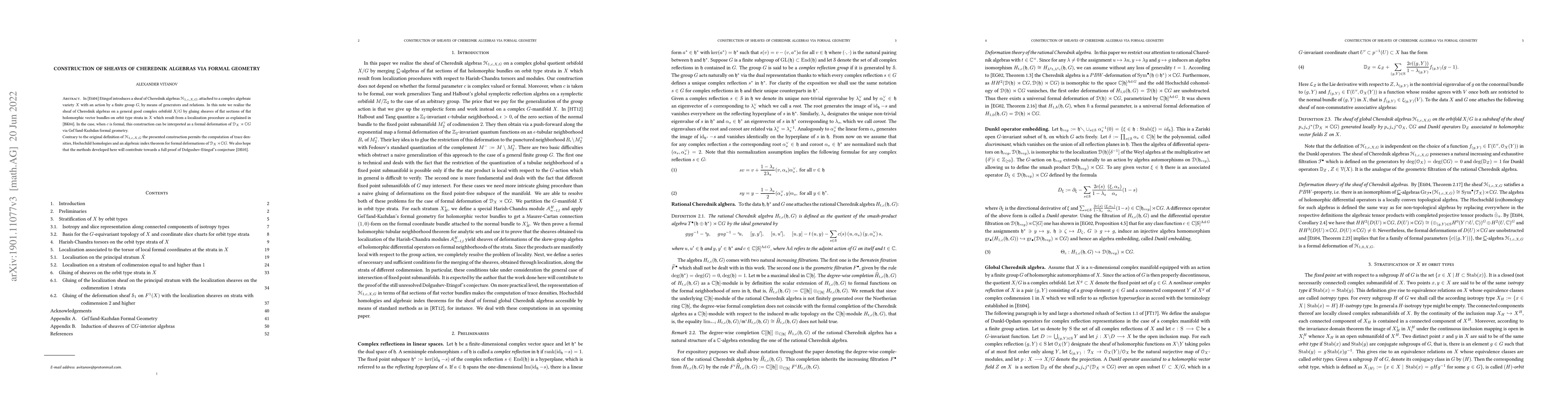 Thumbnail for Construction of Sheaves of Cherednik Algebras via Formal Geometry