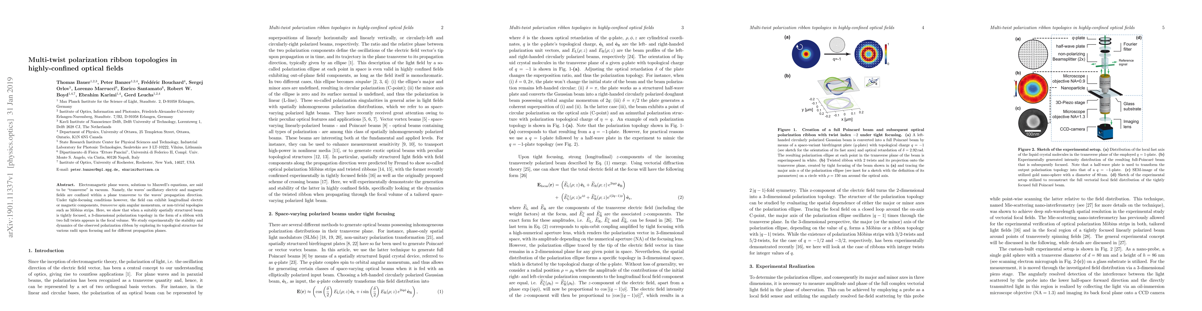 Thumbnail for Multi-twist polarization ribbon topologies in highly-confined optical
  fields