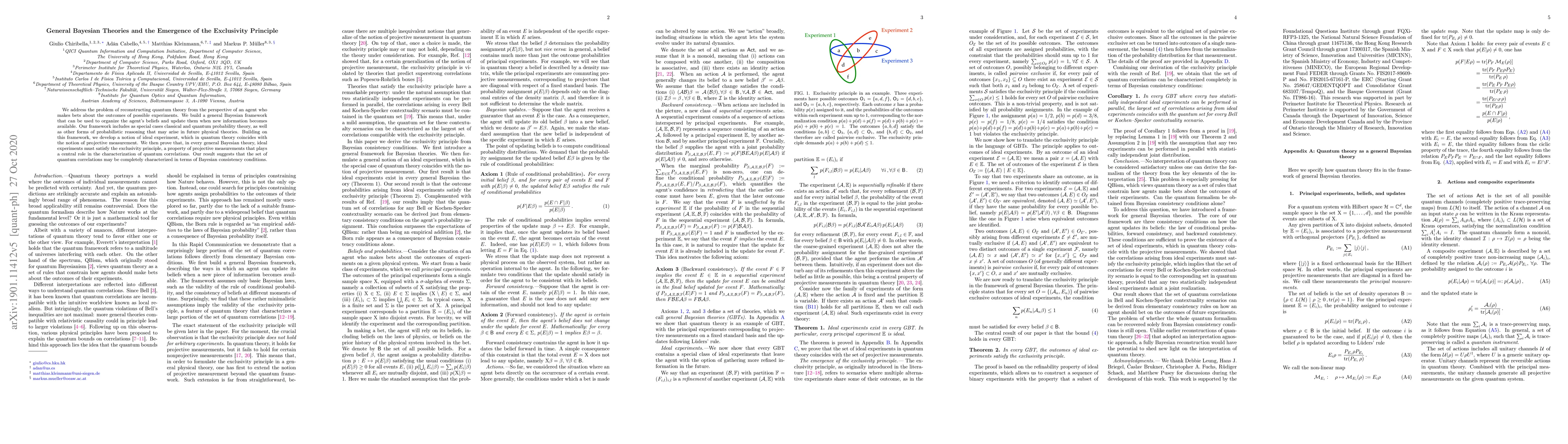 Thumbnail for General Bayesian theories and the emergence of the exclusivity principle