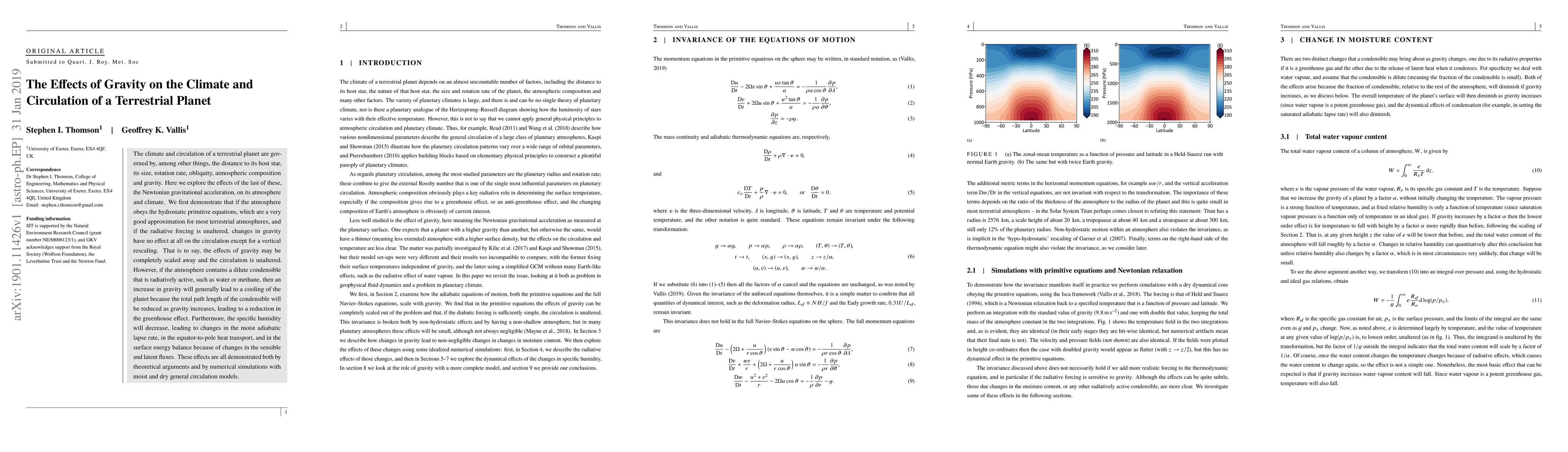 Thumbnail for The Effects of Gravity on the Climate and Circulation of a Terrestrial
  Planet