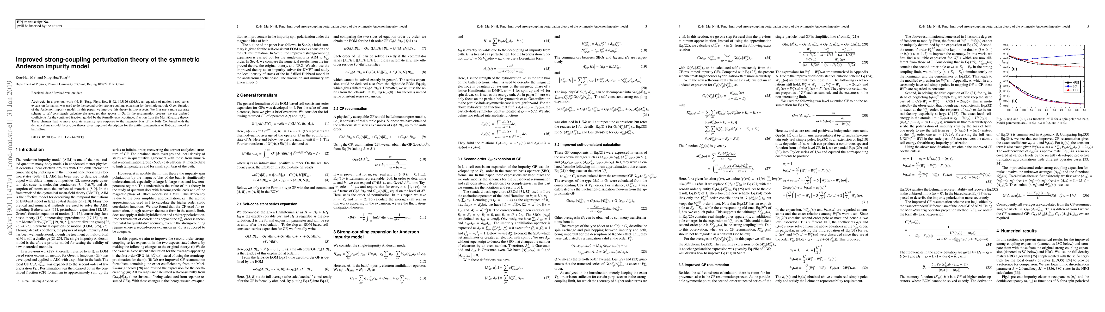 Thumbnail for Improved strong-coupling perturbation theory of the symmetric Anderson
  impurity model