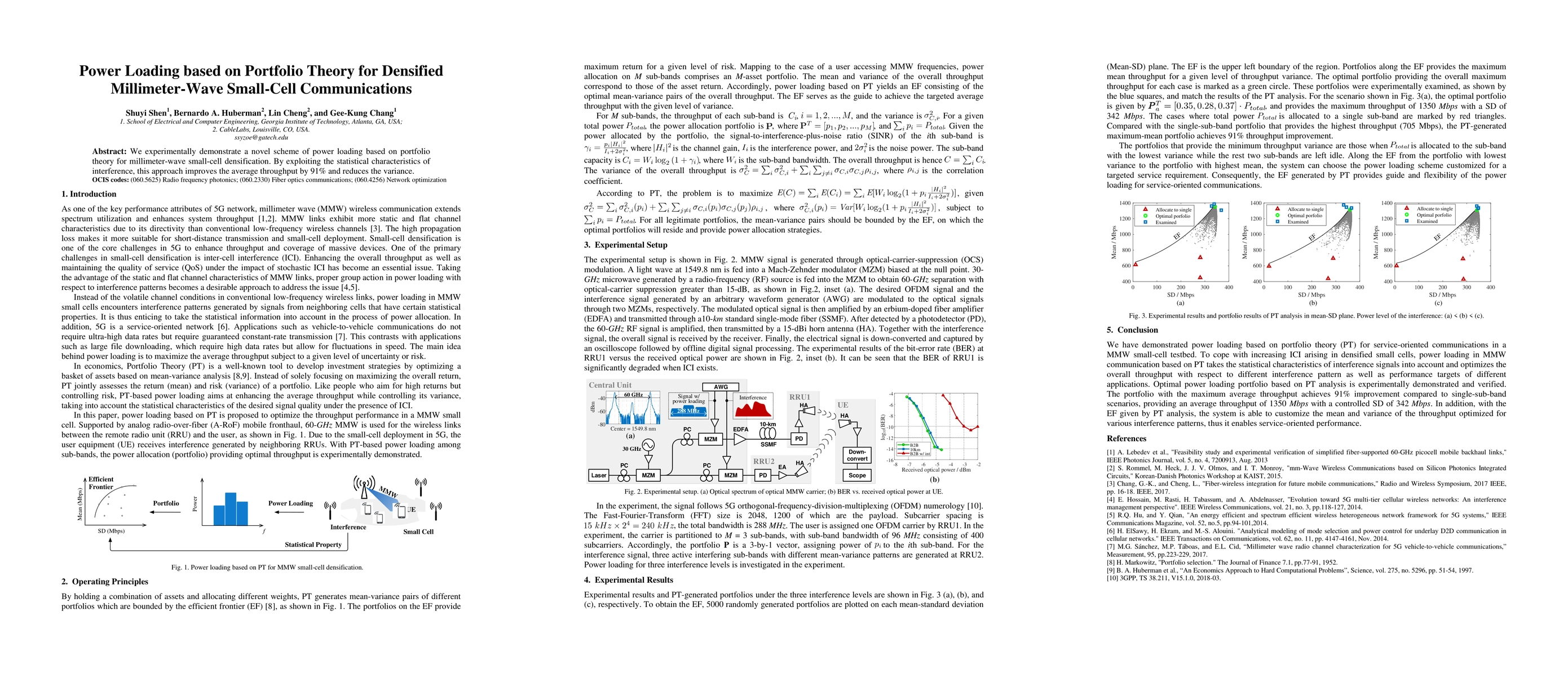Thumbnail for Power Loading based on Portfolio Theory for Densified Millimeter-Wave
  Small-Cell Communications