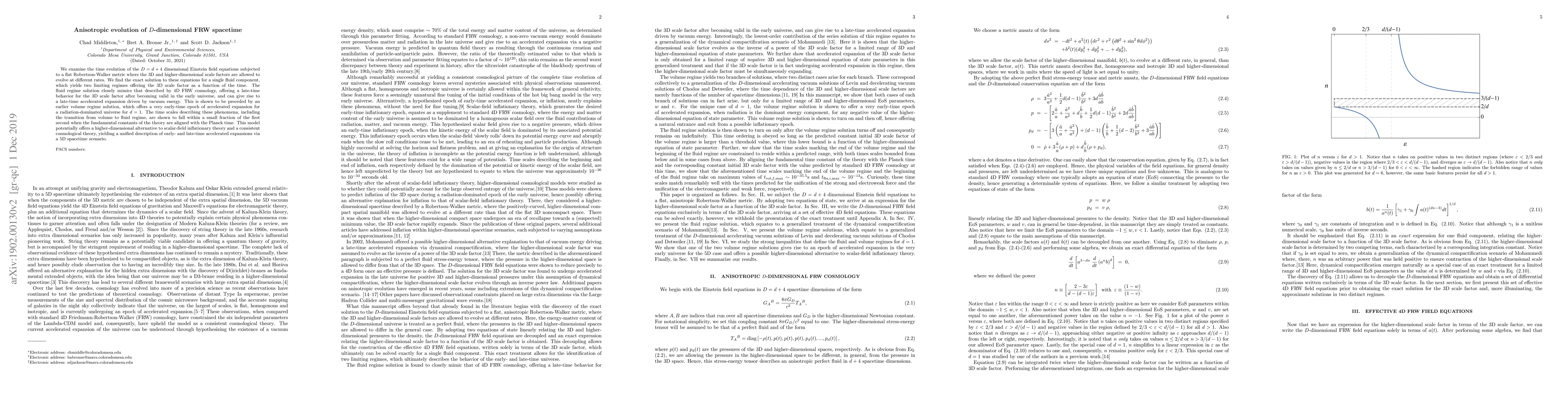 Thumbnail for Anisotropic evolution of D-dimensional FRW spacetime