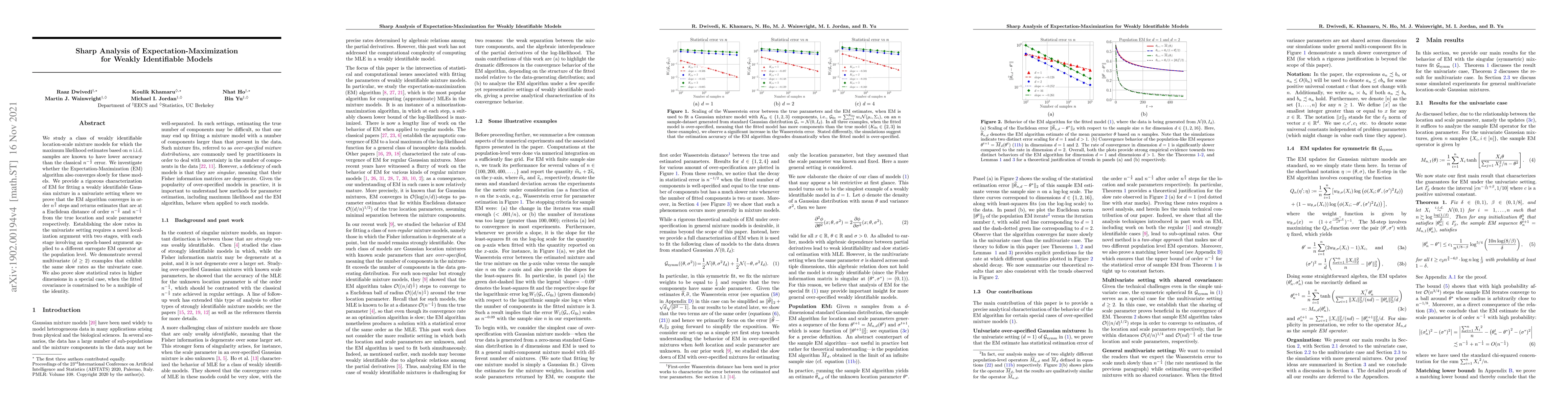 Thumbnail for Sharp Analysis of Expectation-Maximization for Weakly Identifiable
  Models