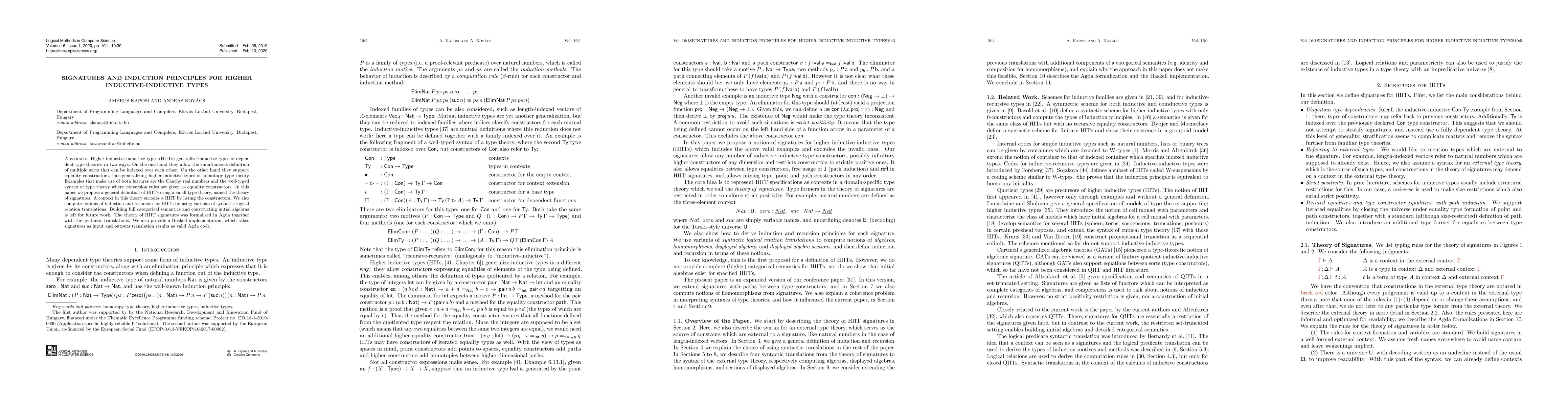 Thumbnail for Signatures and Induction Principles for Higher Inductive-Inductive Types