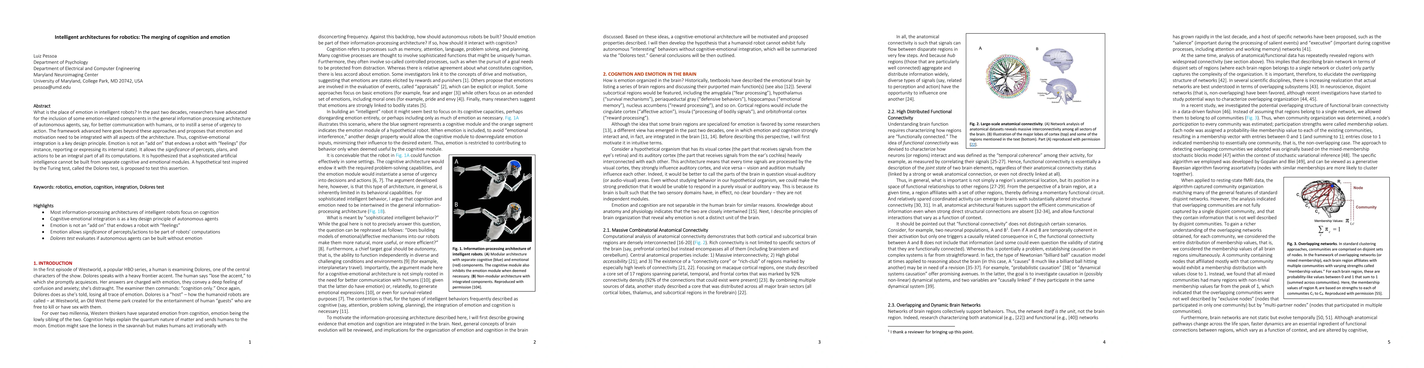 Thumbnail for Intelligent architectures for robotics: The merging of cognition and
  emotion