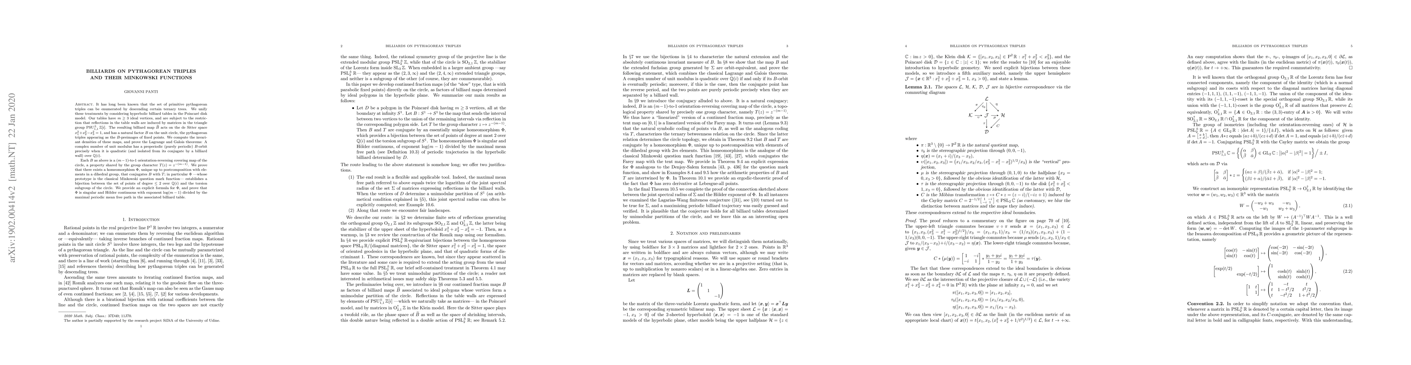 Thumbnail for Billiards on pythagorean triples and their Minkowski functions