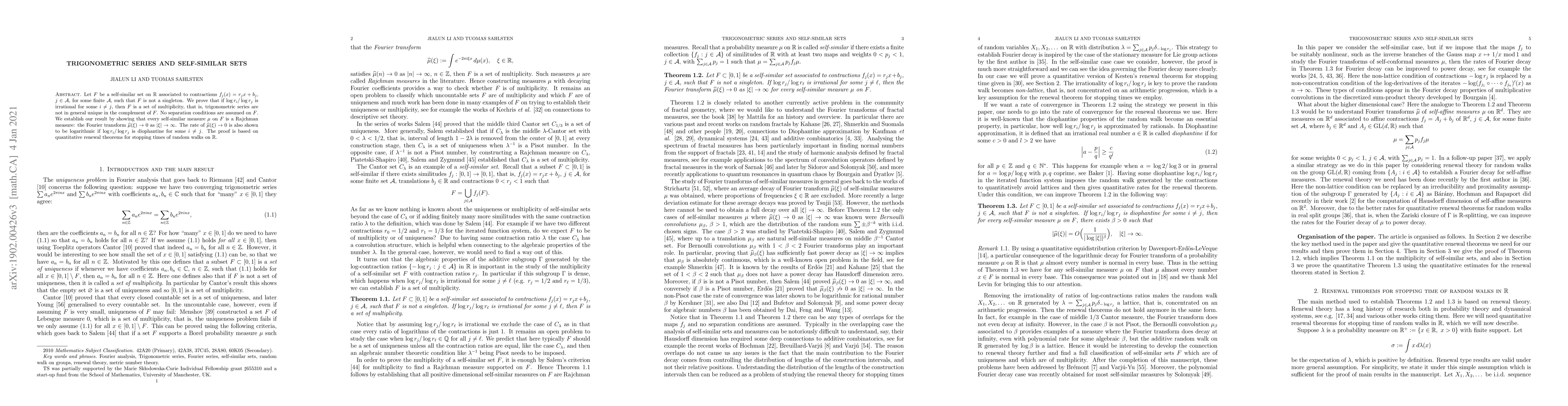 Thumbnail for Trigonometric series and self-similar sets