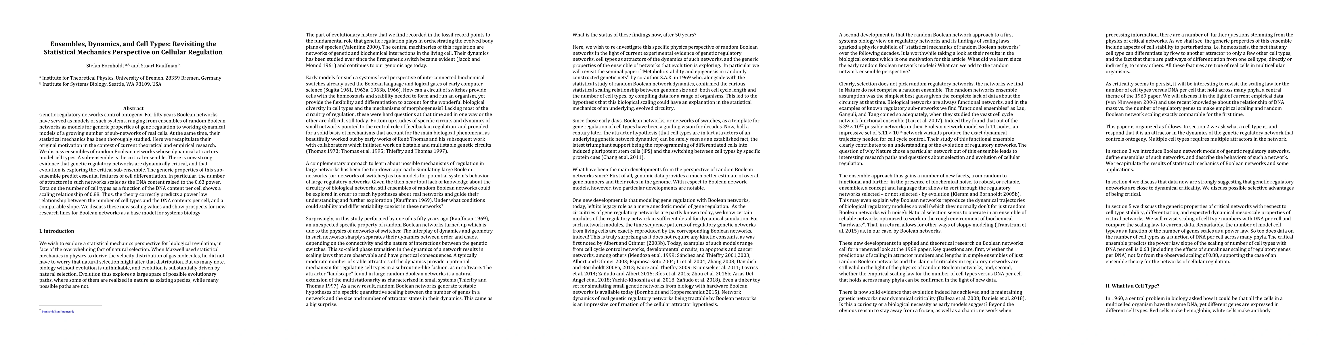 Thumbnail for Ensembles, Dynamics, and Cell Types: Revisiting the Statistical
  Mechanics Perspective on Cellular Regulation