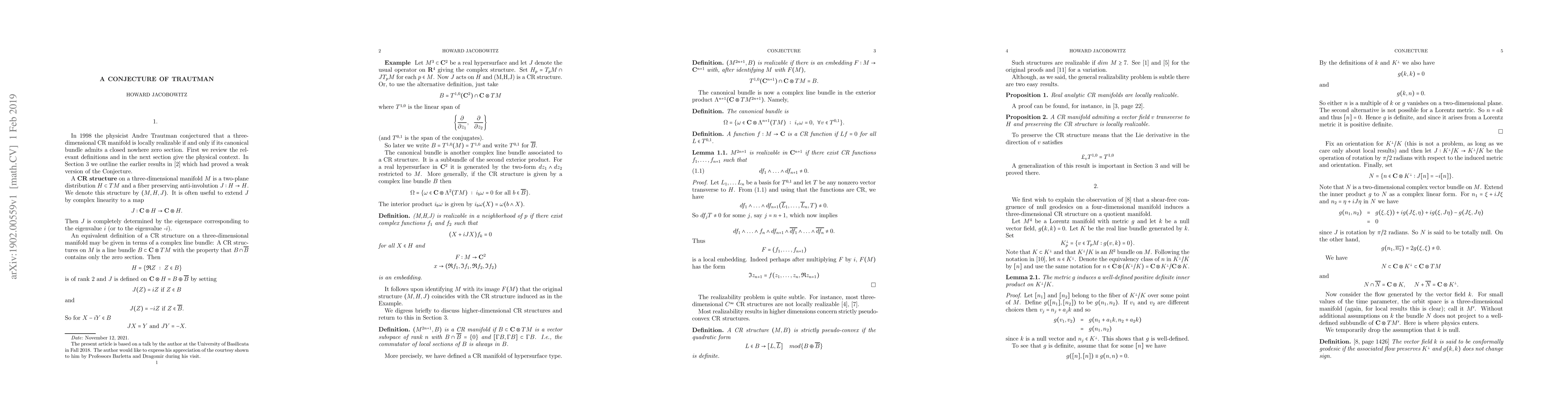 Thumbnail for A Conjecture of Trautman