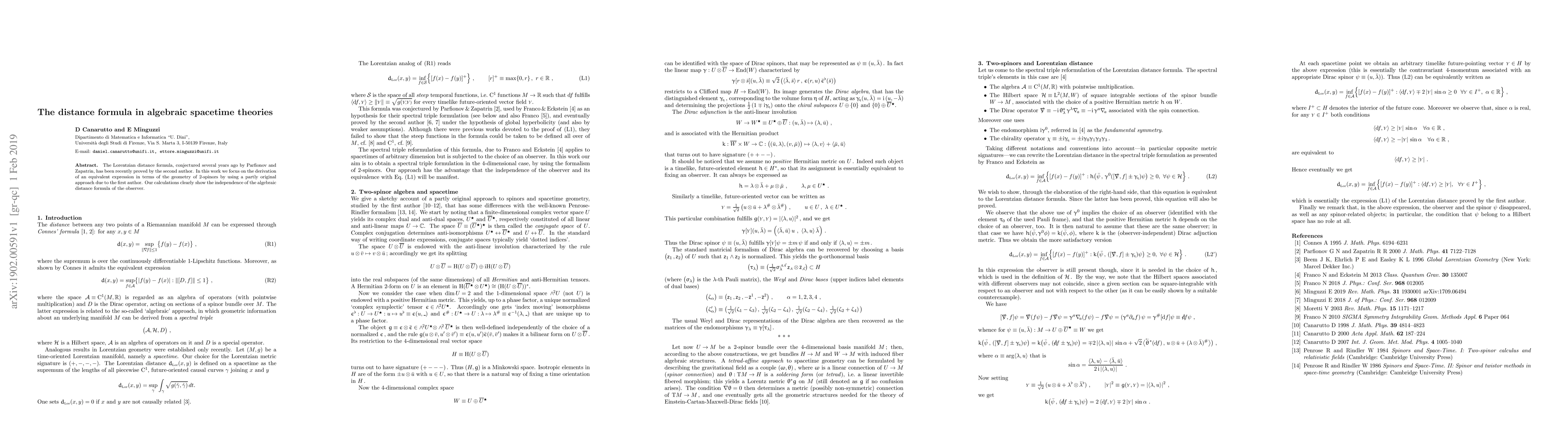 Thumbnail for The distance formula in algebraic spacetime theories
