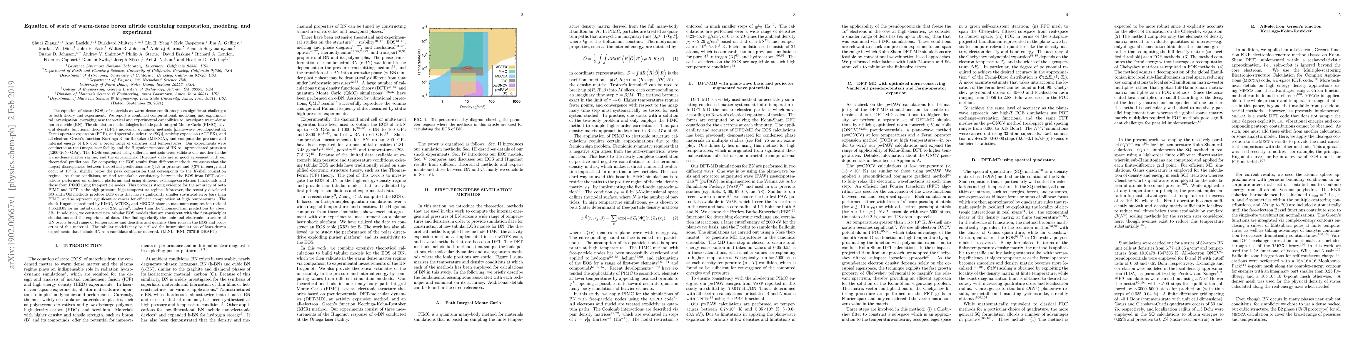 Thumbnail for Equation of state of warm-dense boron nitride combining computation,
  modeling, and experiment