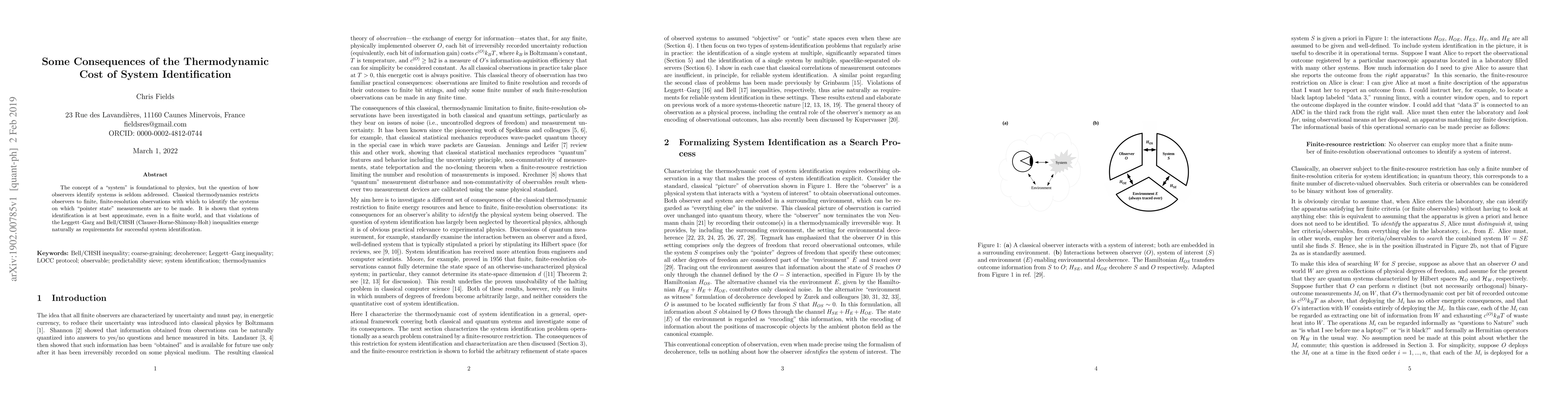 Thumbnail for Some Consequences of the Thermodynamic Cost of System Identification