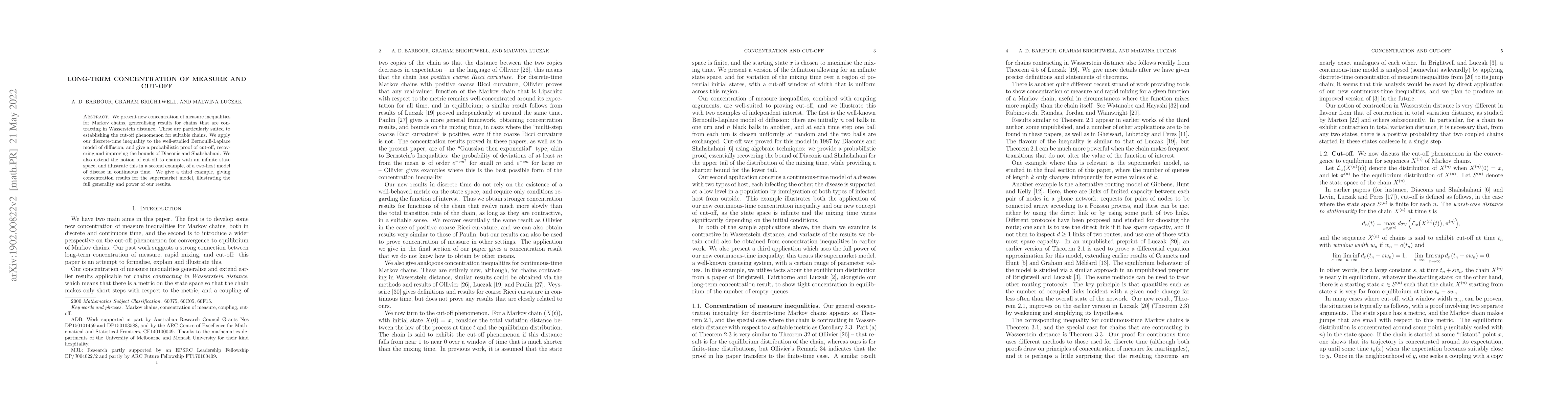 Thumbnail for Long-term concentration of measure and cut-off