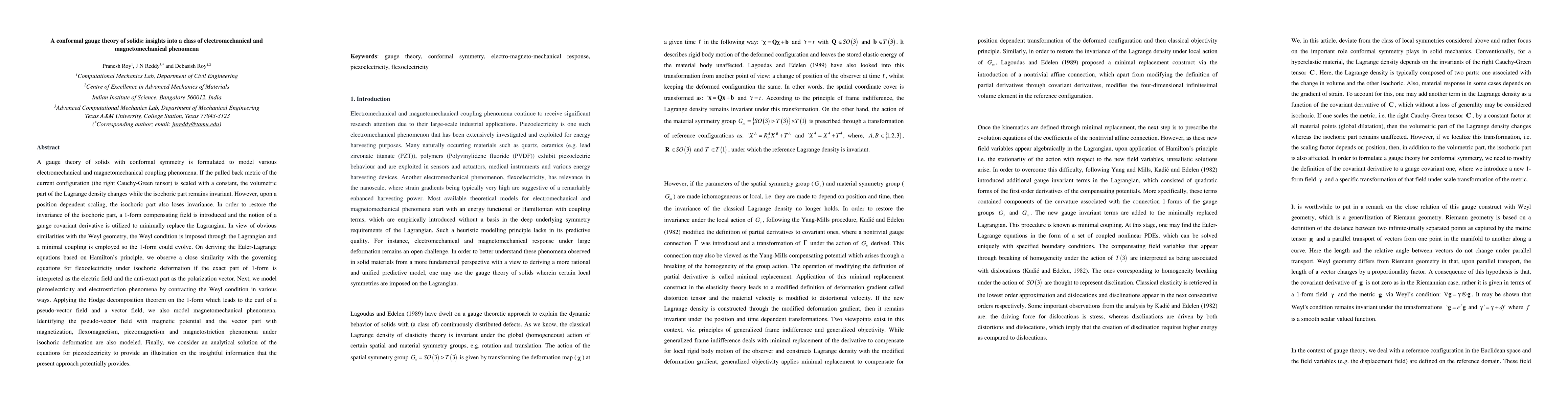 Thumbnail for A conformal gauge theory of solids: insights into a class of
  electromechanical and magnetomechanical phenomena