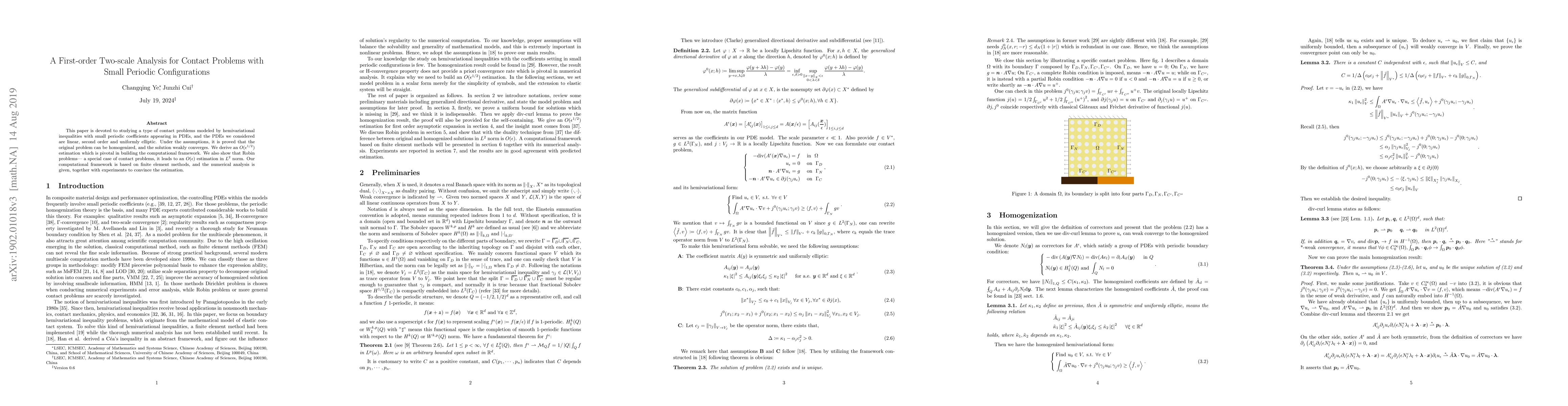 Thumbnail for A First-order Two-scale Analysis for Contact Problems with Small
  Periodic Configurations