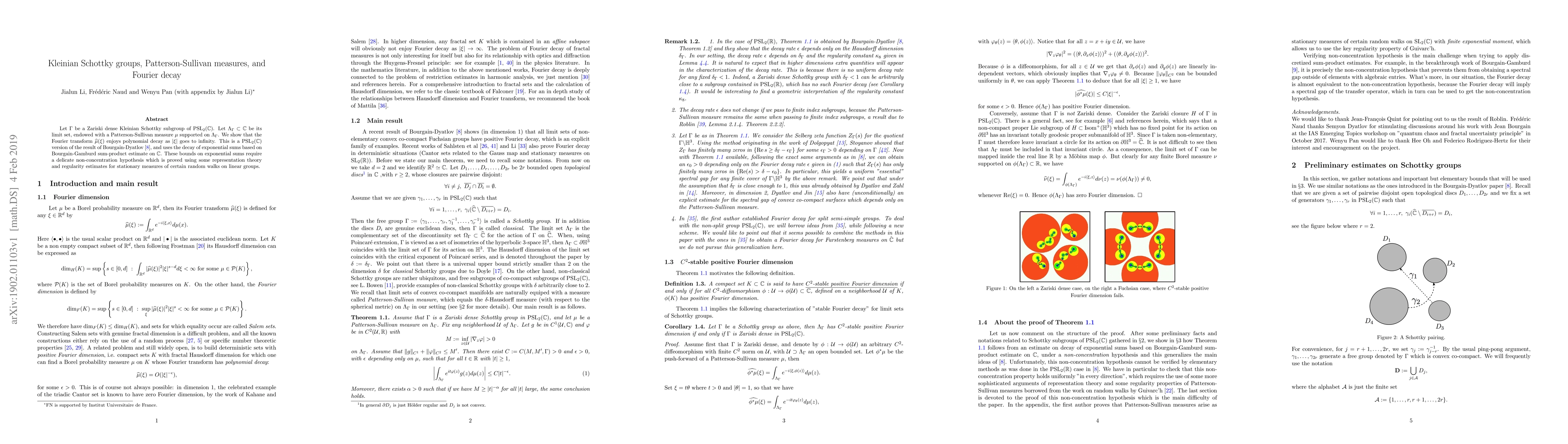Thumbnail for Kleinian Schottky groups, Patterson-Sullivan measures and Fourier decay