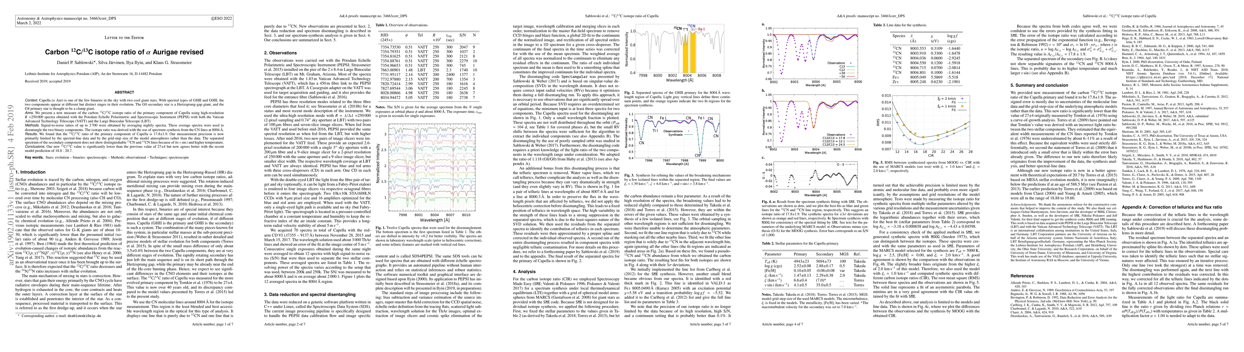 Thumbnail for Carbon 12C/13C isotope ratio of alpha Aurigae revised