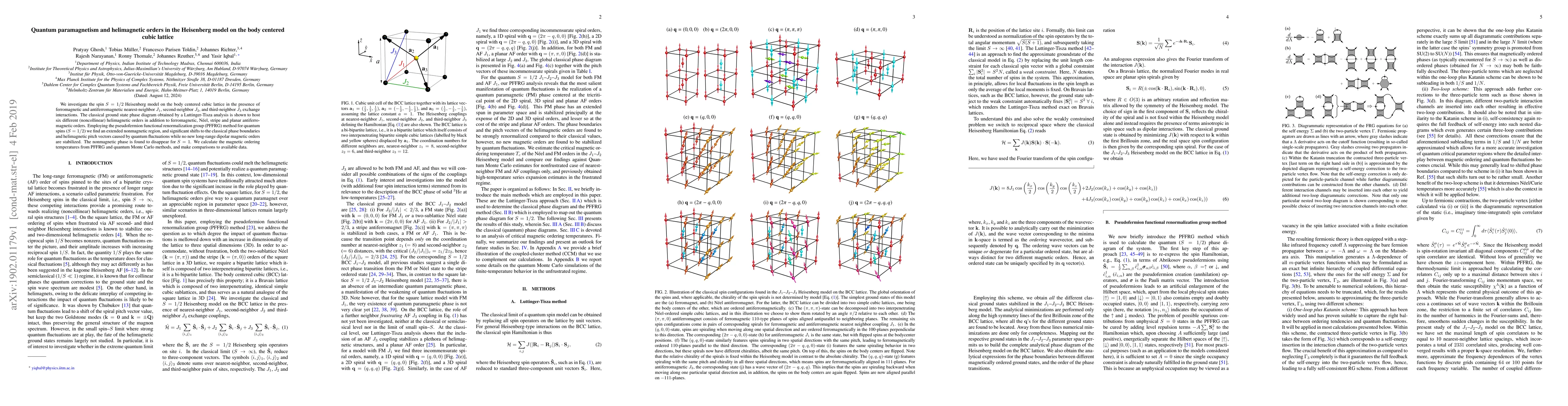 Thumbnail for Quantum paramagnetism and helimagnetic orders in the Heisenberg model on
  the body centered cubic lattice