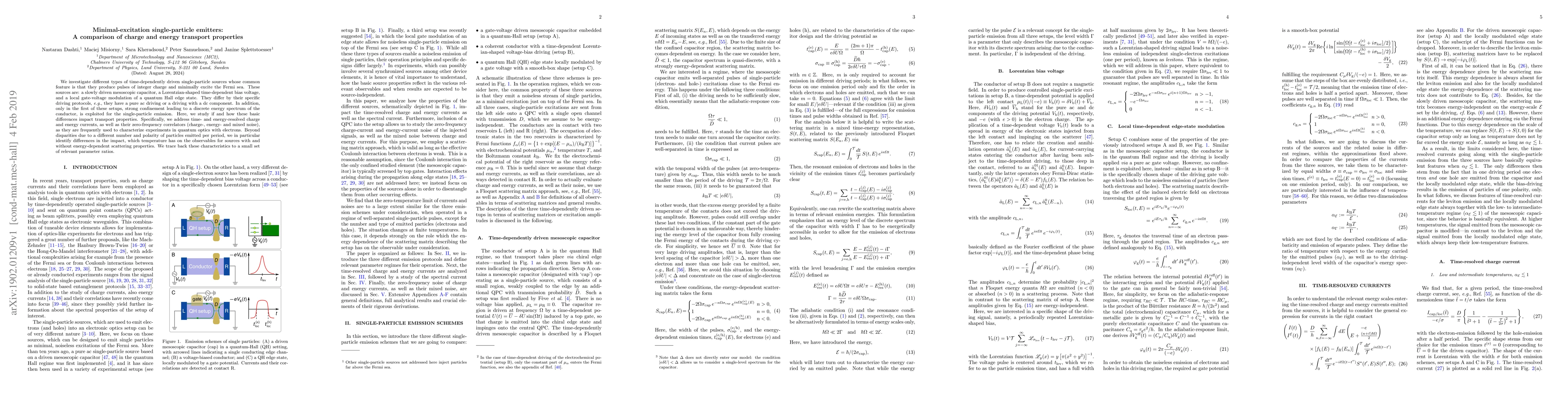 Thumbnail for Minimal-excitation single-particle emitters: A comparison of charge and
  energy transport properties
