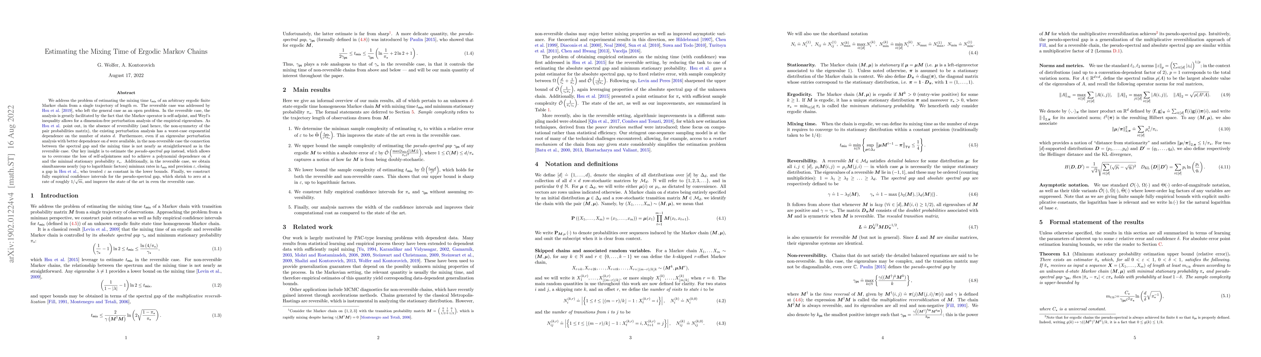 Thumbnail for Estimating the Mixing Time of Ergodic Markov Chains