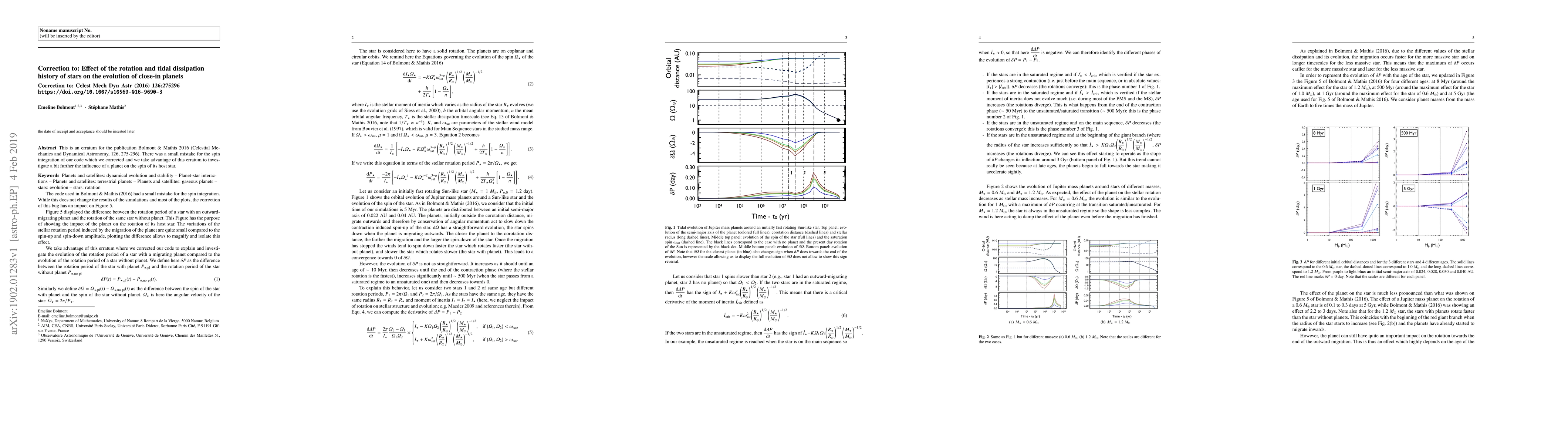 Thumbnail for Correction to: Effect of the rotation and tidal dissipation history of
  stars on the evolution of close-in planets