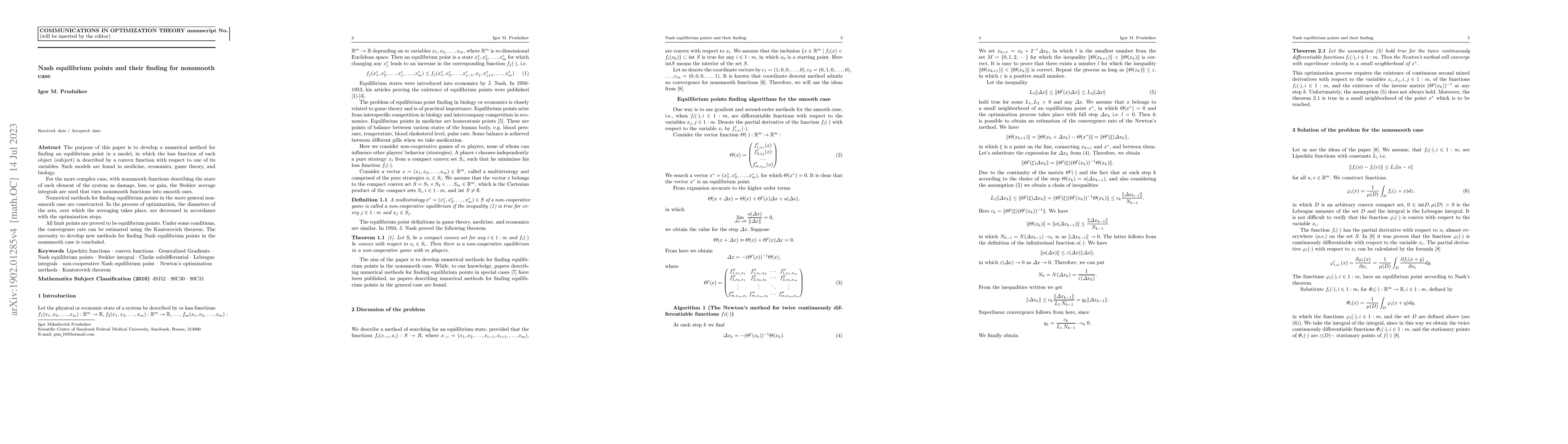 Thumbnail for Nash equilibrium points and their finding for nonsmooth case